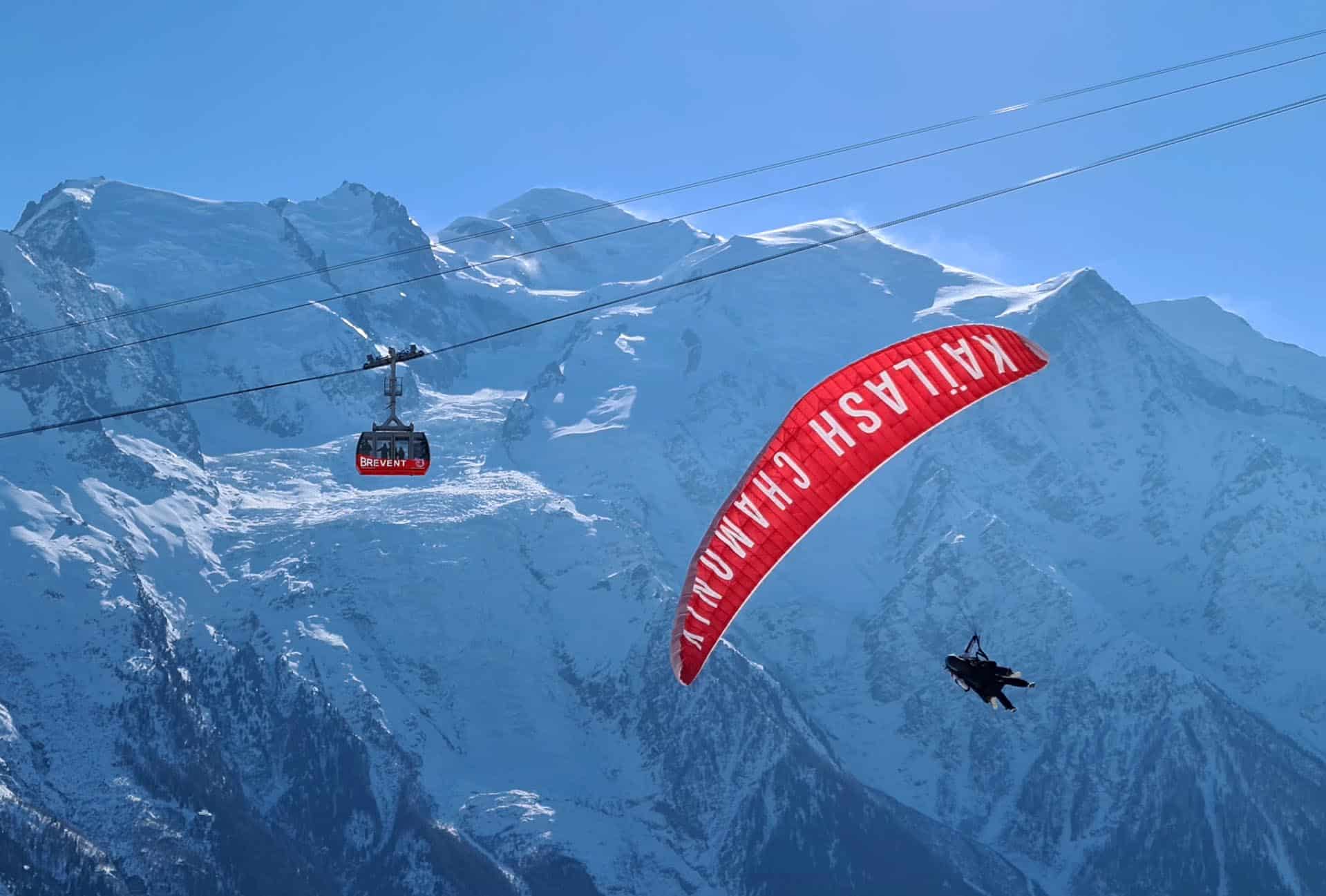 Vol en biplace parapente à Chamonix Mont-Blanc avec Kaïlash Parapente